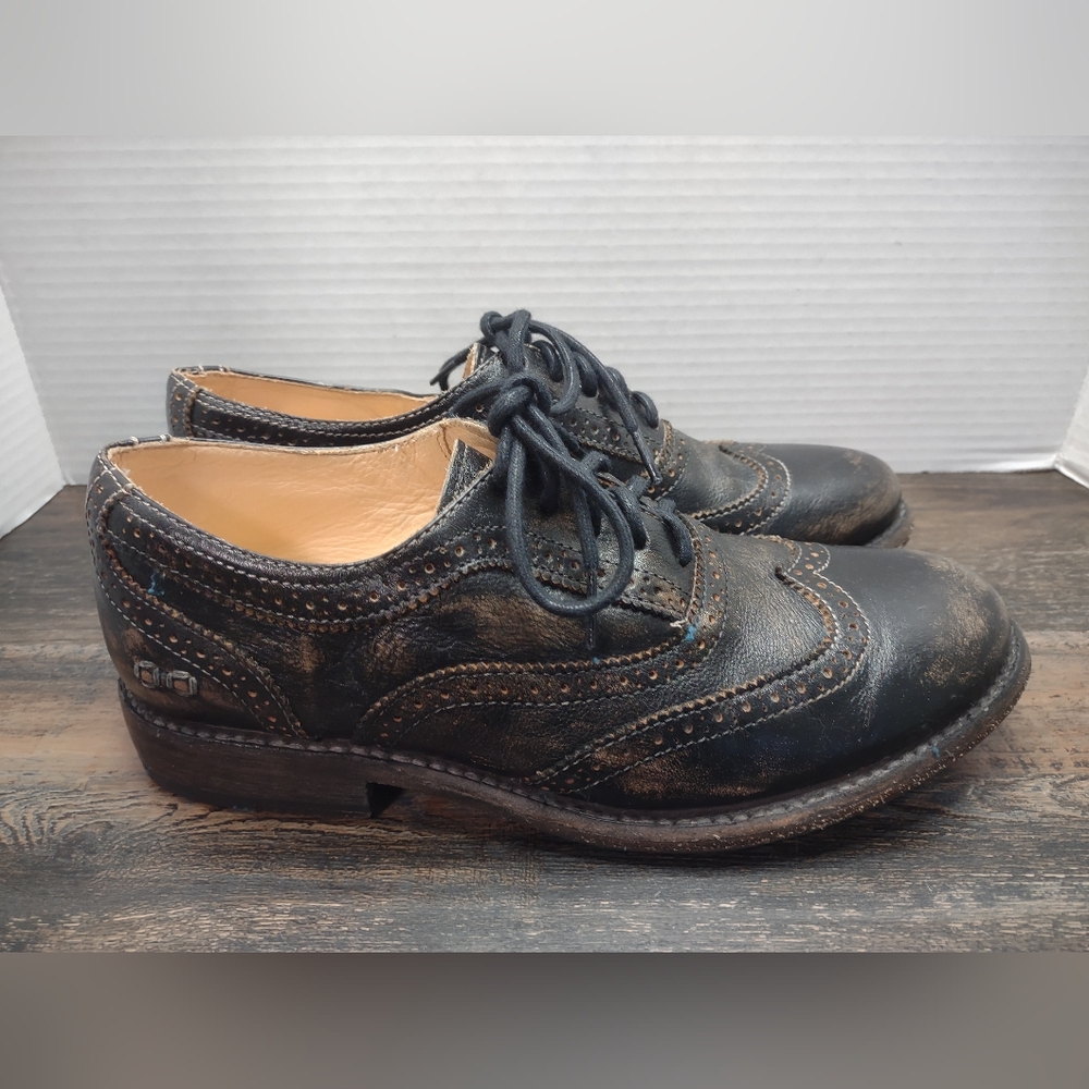 Bed Stu Lita Cobbler Distressed Black Leather Oxfords & Casual Shoes Size US 8.5